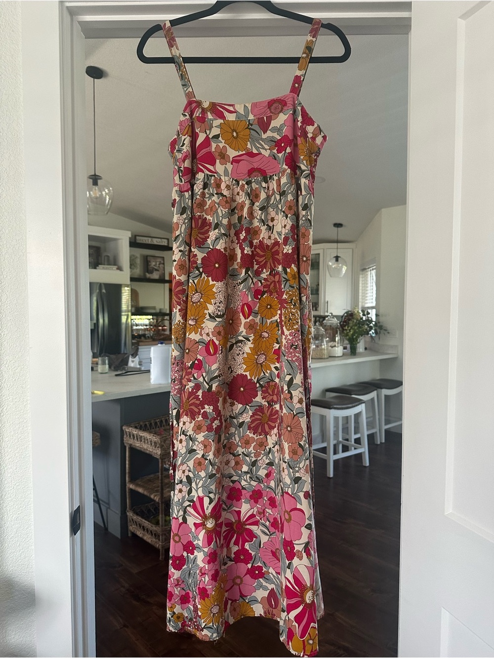 Natural Life Floral Maxi Sundress in Pink and Yellow